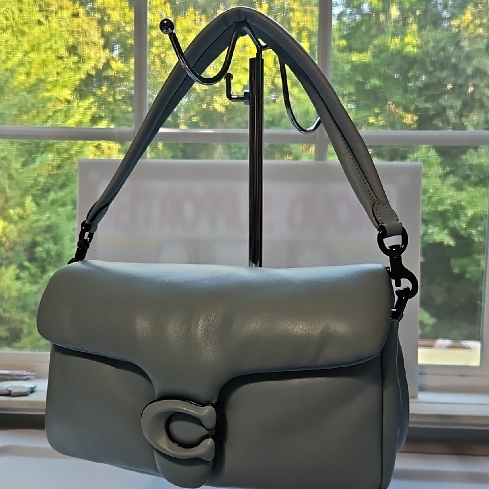 COACH EUC PILLOW TABBY 26 Light Blue Leather Shoulder Bag, with Crossbody